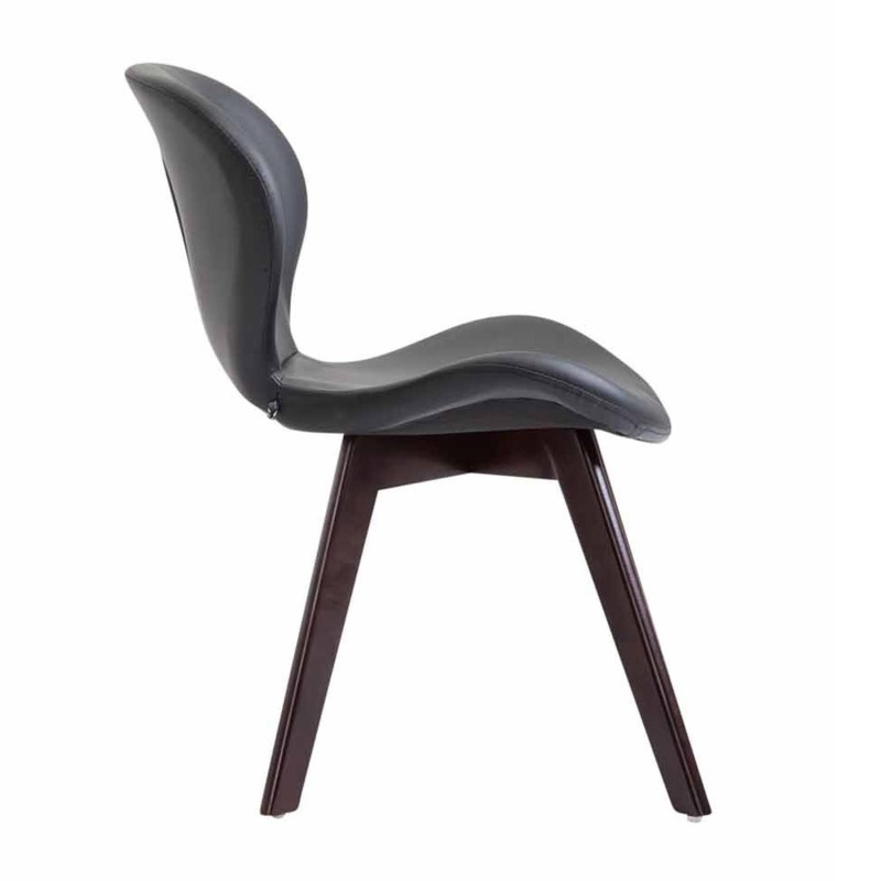 Silla de Confidente RUDY PIEL, Patas Nogal, Negro