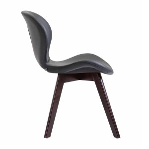 Silla de Confidente RUDY PIEL, Patas Nogal, Negro