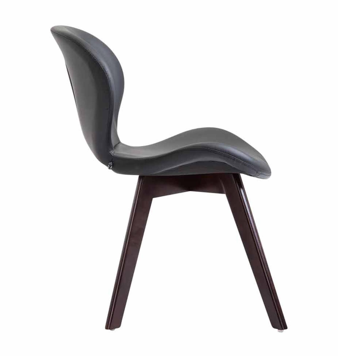 Silla de Confidente RUDY PIEL, Ergonómica, Patas Nogal, Negro