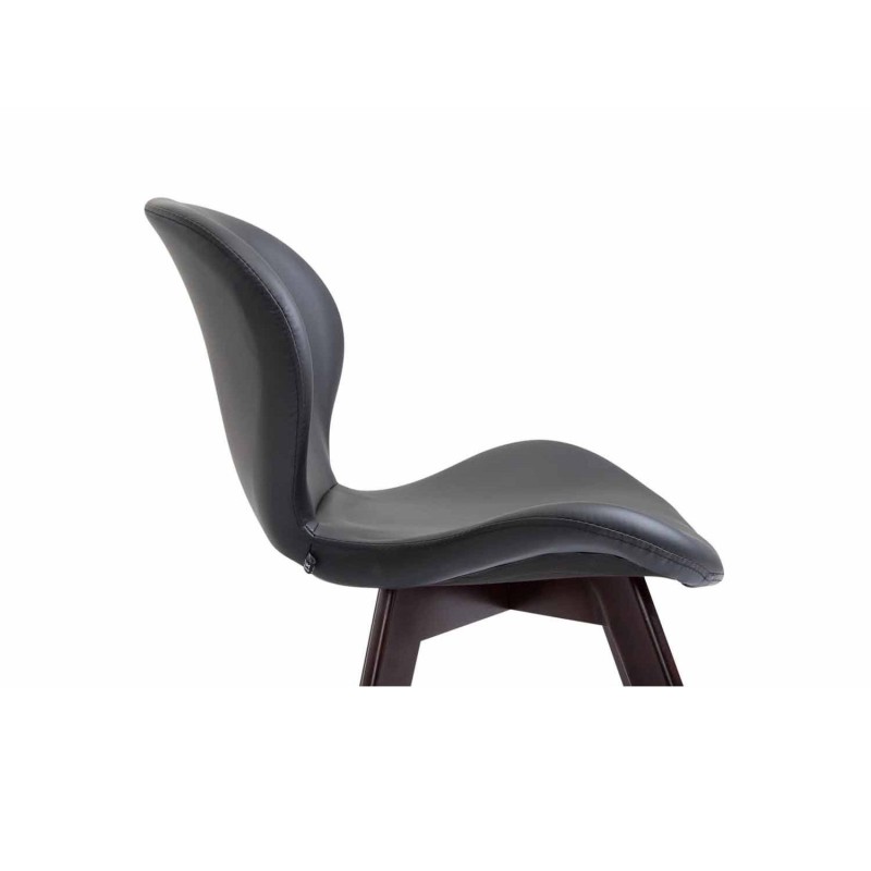Silla de Confidente RUDY PIEL, Patas Nogal, Negro