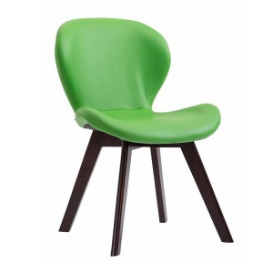 Silla de Confidente RUDY PIEL, Patas Nogal, Negro