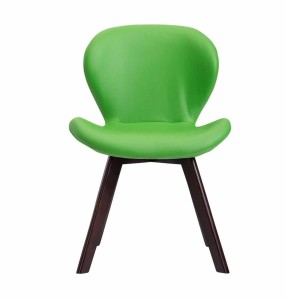 Silla de Confidente RUDY PIEL, Patas Nogal, Negro