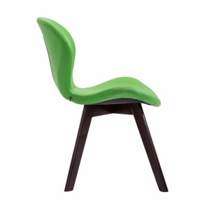 Silla de Confidente RUDY PIEL, Patas Nogal, Negro