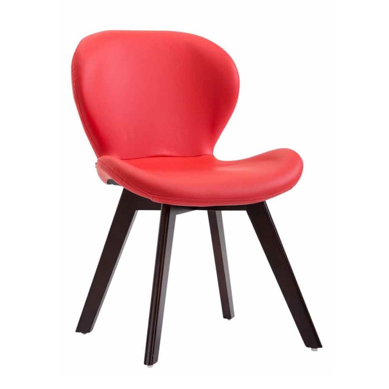 Silla de Confidente RUDY PIEL, Patas Nogal, Negro