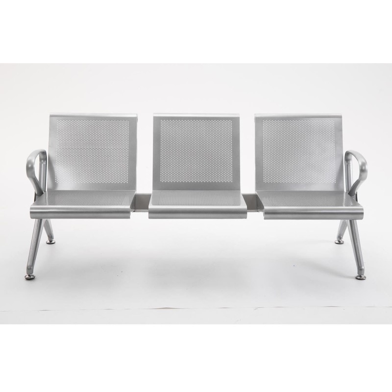 Bancada 3 Asientos MIKO, en Metal color Gris Plata