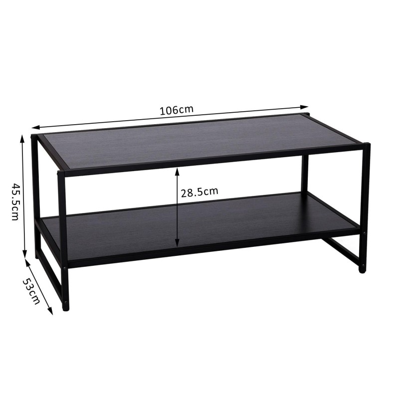 Mesa de Centro MIKE, en Metal y Madera, color Negro