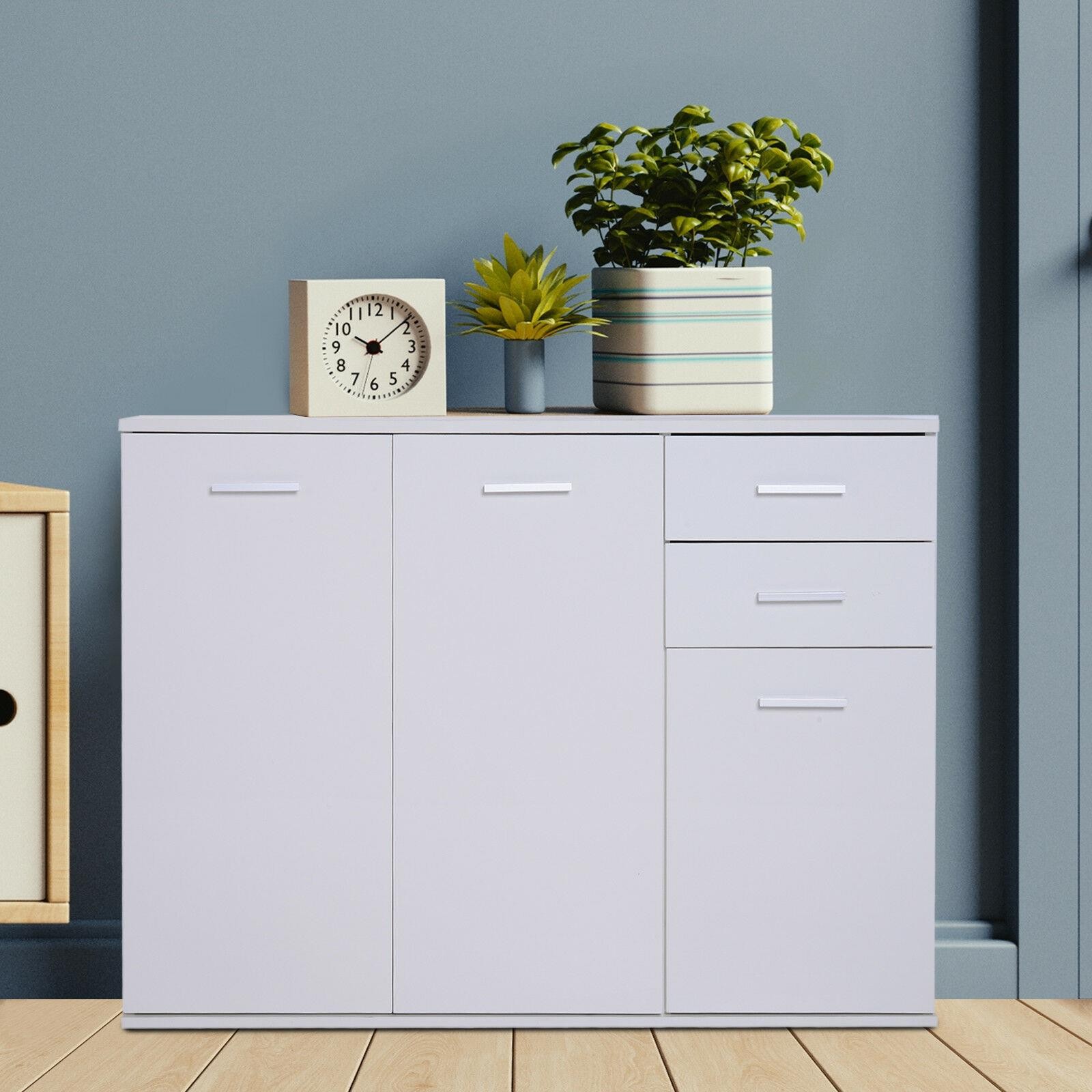 Armario Multiusos AMYA, 106x35x76 cm, en Madera color Blanco