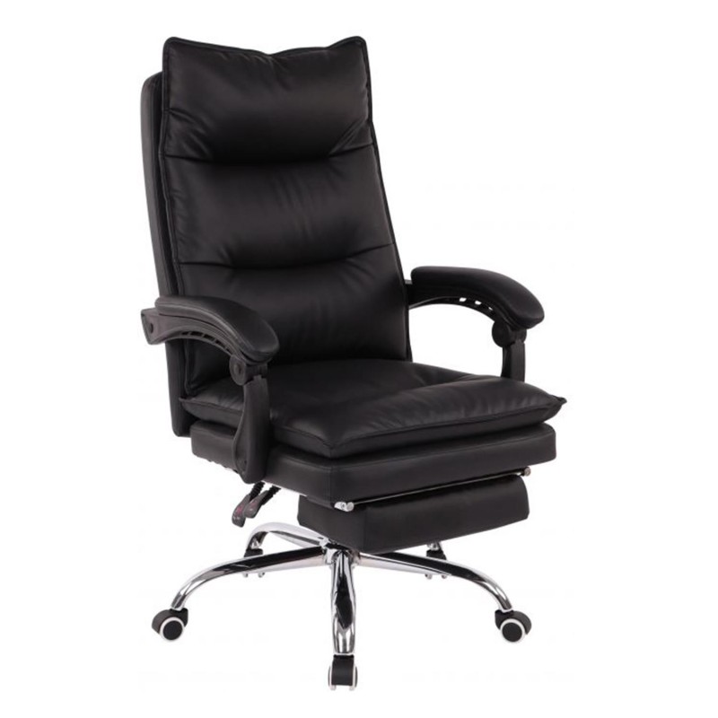 Sillón de Oficina MAC, Con Reposapiés, Piel Negra