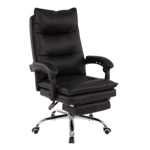 Sillón de Oficina MAC, Con Reposapiés, Piel Negra