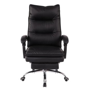 Sillón de Oficina MAC, Con Reposapiés, Piel Negra 2