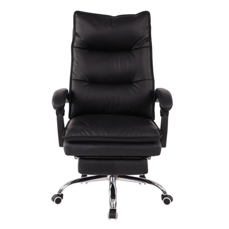 Sillón de Oficina MAC, Con Reposapiés, Piel Negra