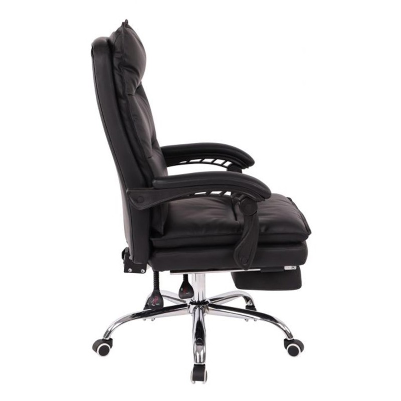 Sillón de Oficina MAC, Con Reposapiés, Piel Negra