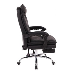 Sillón de Oficina MAC, Con Reposapiés, Piel Negra