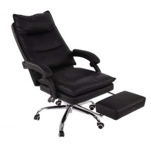 Sillón de Oficina MAC, Con Reposapiés, Piel Negra