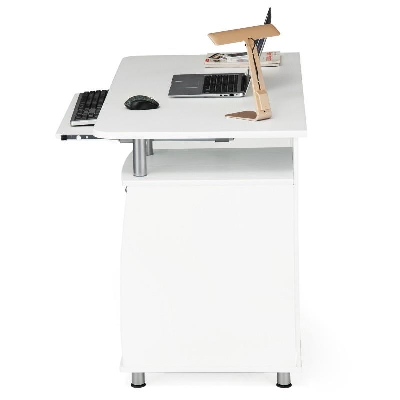 Mesa para Ordenador MOKE, con Cajones y Bandeja para Teclado, 121x60x76 cm, en Madera Negra