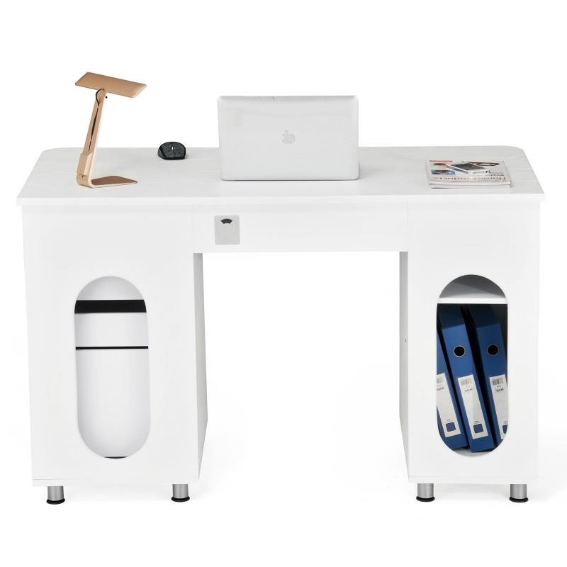 Mesa para Ordenador MOKE, con Cajones y Bandeja para Teclado, 121x60x76 cm, en Madera Negra