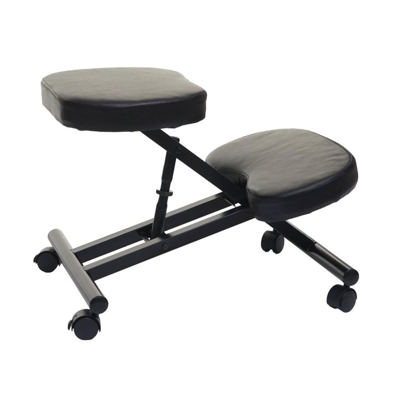 Silla Ergonómica de Rodillas MONTY en Piel color Negro