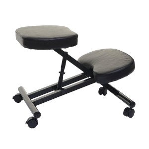 Silla Ergonómica de Rodillas MONTY en Piel color Negro