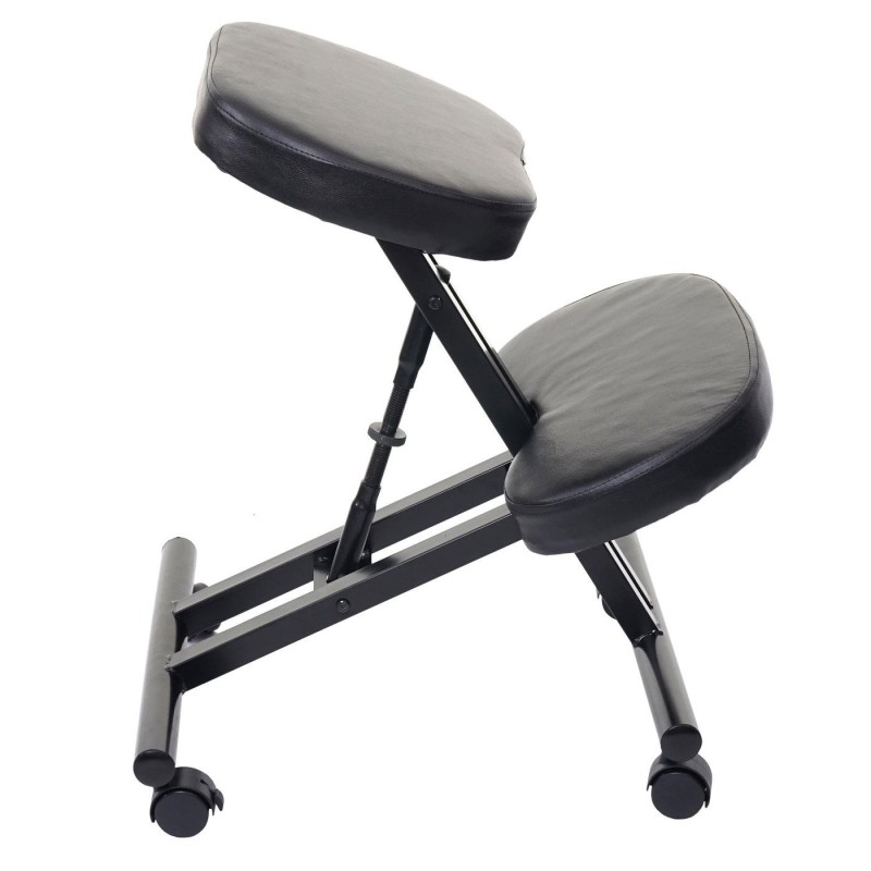 Silla Ergonómica de Rodillas MONTY en Piel color Negro