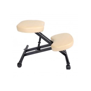 Silla Ergonómica de Rodillas MONTY en Piel color Negro
