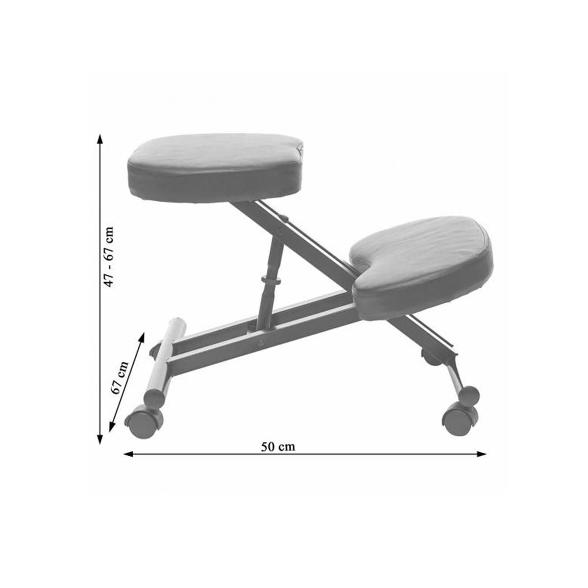 Silla Ergonómica de Rodillas MONTY, Altura Ajustable, Estructura Metálica, Piel color Negro