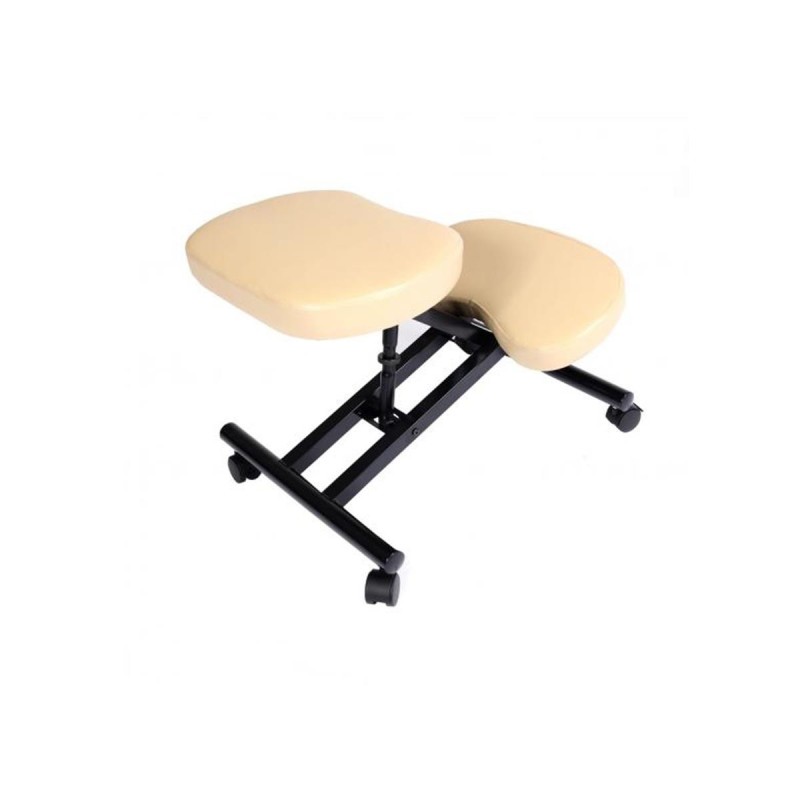 Silla Ergonómica de Rodillas MONTY en Piel color Negro
