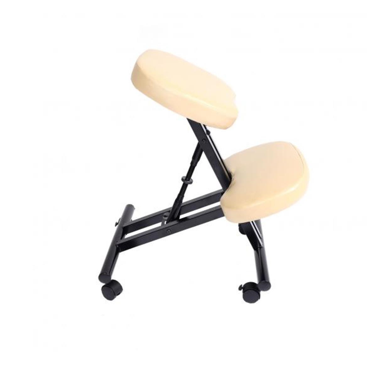 Silla Ergonómica de Rodillas MONTY, Altura Ajustable, Estructura Metálica, Piel color Negro