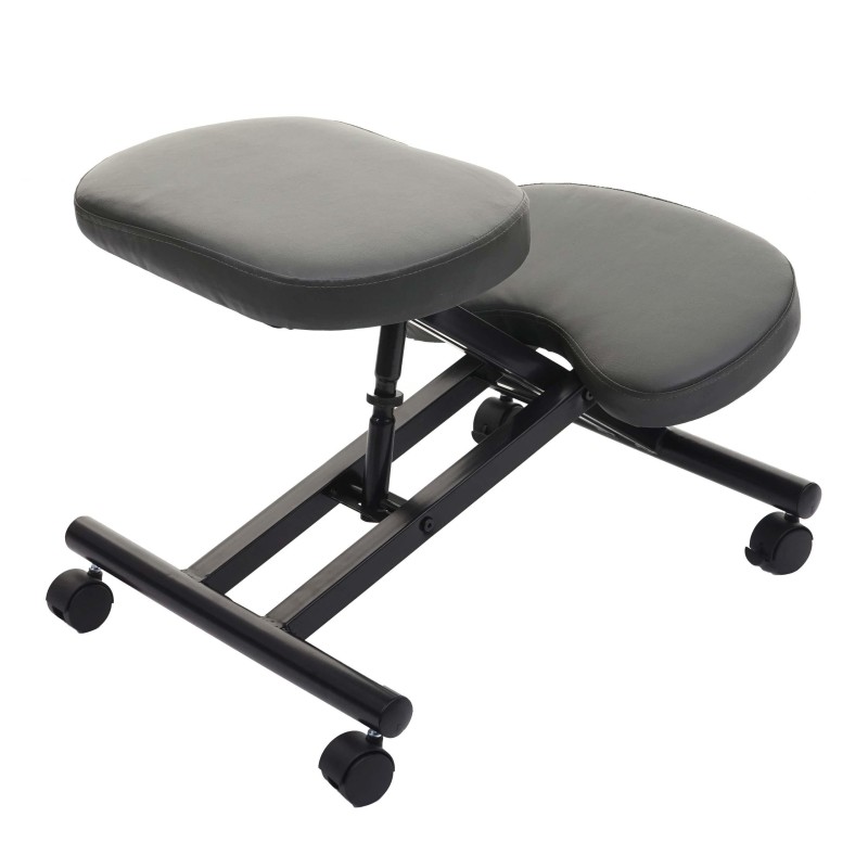 Silla Ergonómica de Rodillas MONTY en Piel color Negro