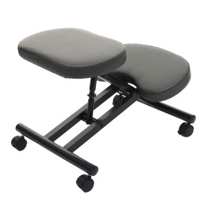 Silla Ergonómica de Rodillas MONTY en Piel color Negro