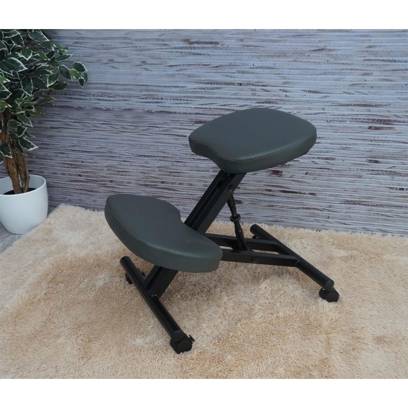 Silla Ergonómica de Rodillas MONTY en Piel color Negro
