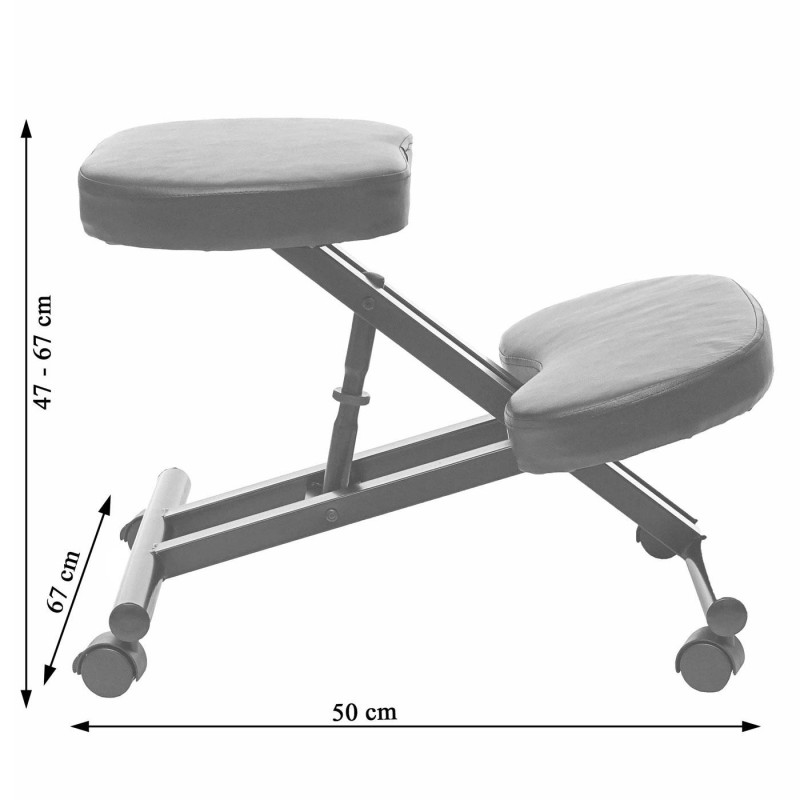 Silla Ergonómica de Rodillas MONTY en Piel color Negro