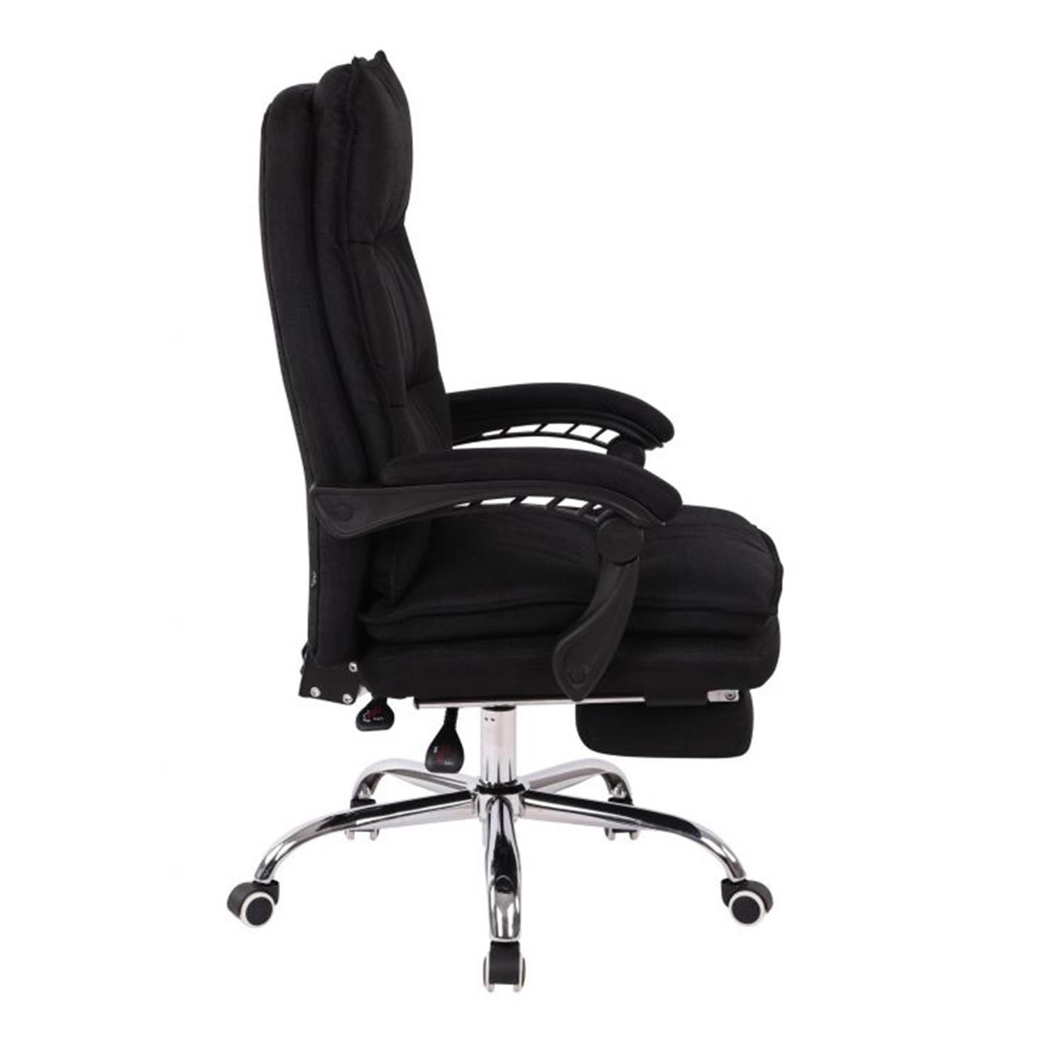 Sillón de Oficina MAC TELA, Grueso Acolchado, Reposapiés Extensible, Color Negro