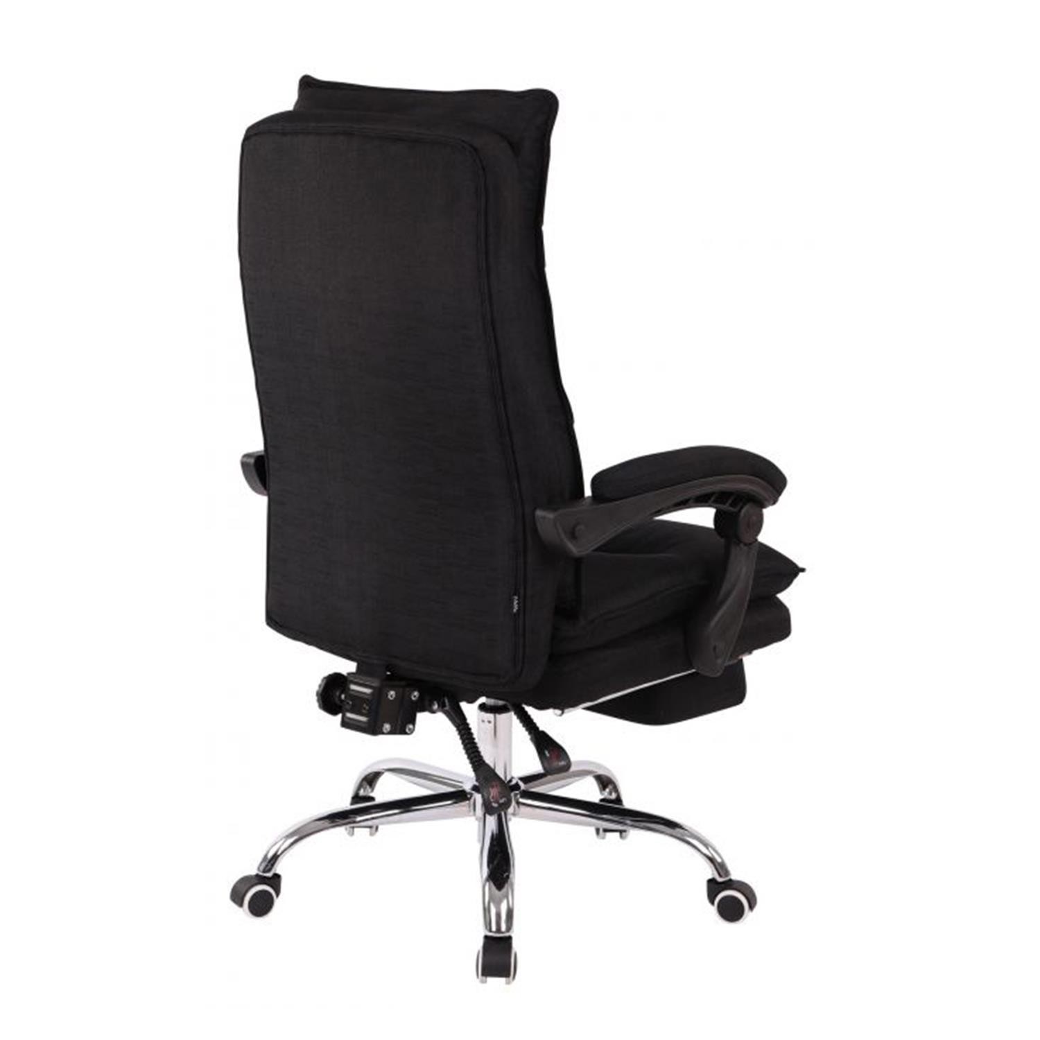 Sillón de Oficina MAC TELA, Grueso Acolchado, Reposapiés Extensible, Color Negro