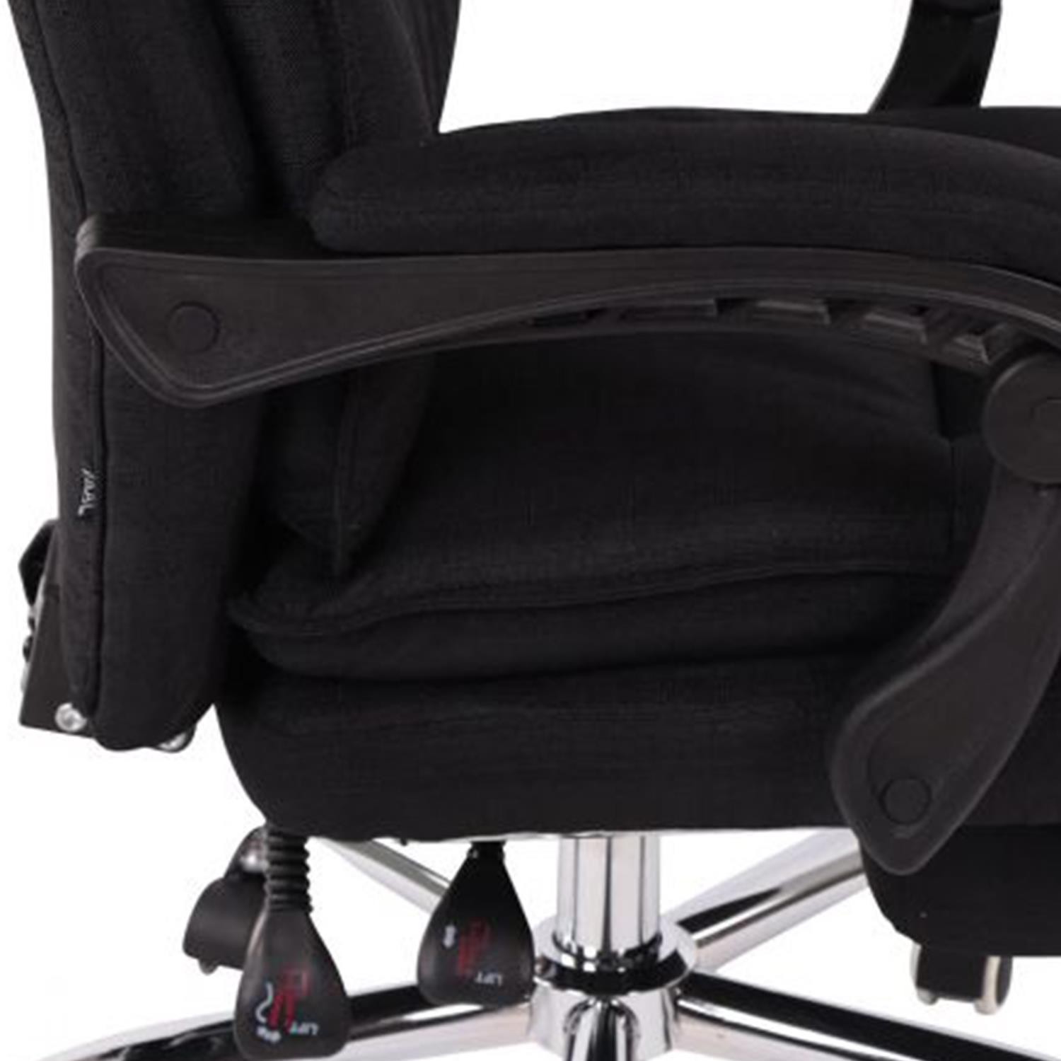 Sillón de Oficina MAC TELA, Grueso Acolchado, Reposapiés Extensible, Color Negro