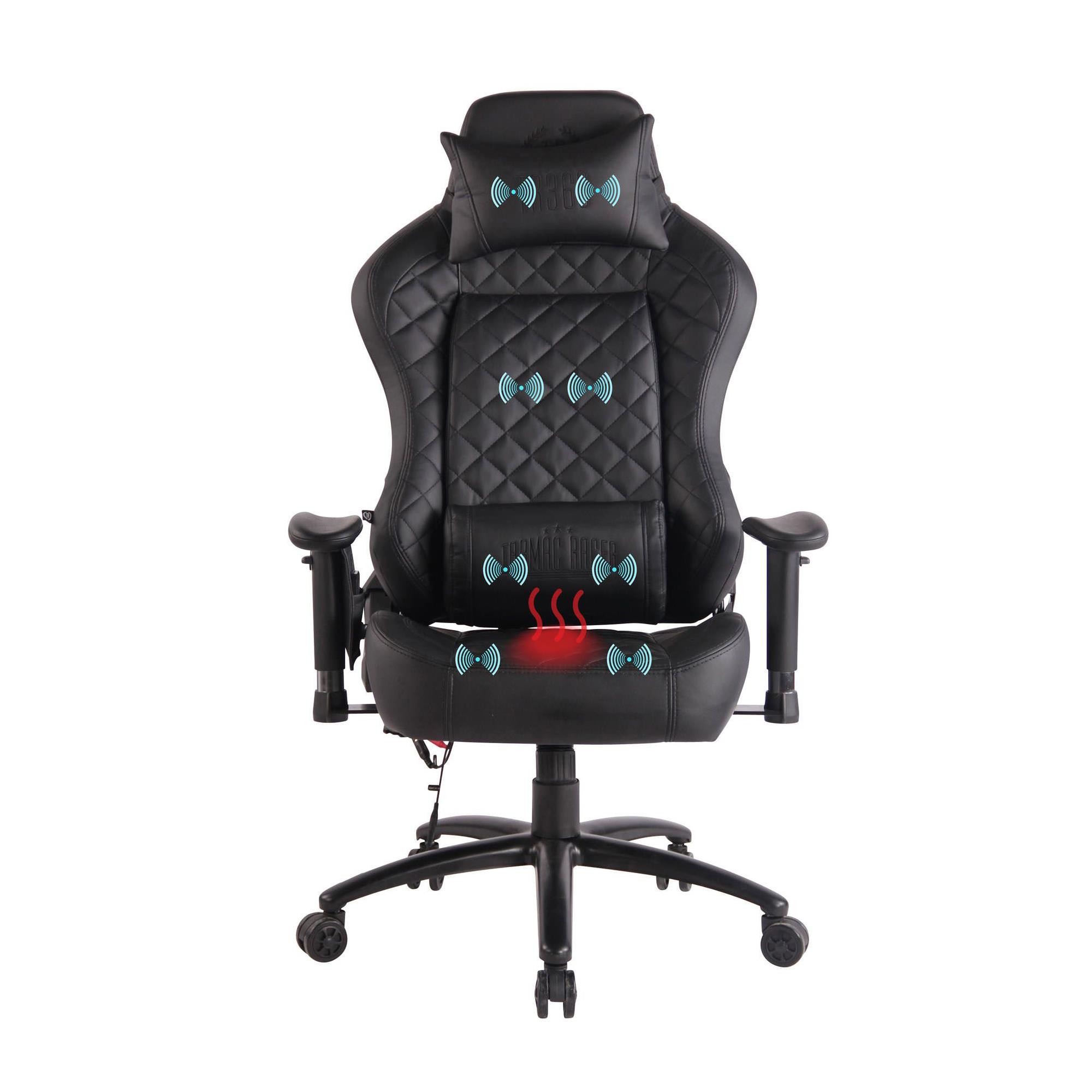 Silla Gaming COPSE, Función Calefacción y Masaje, en Piel color Negro