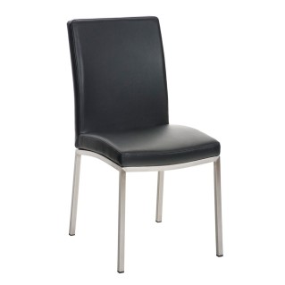 Silla de Confidente MILTON, Tapizada en Piel Color Negro