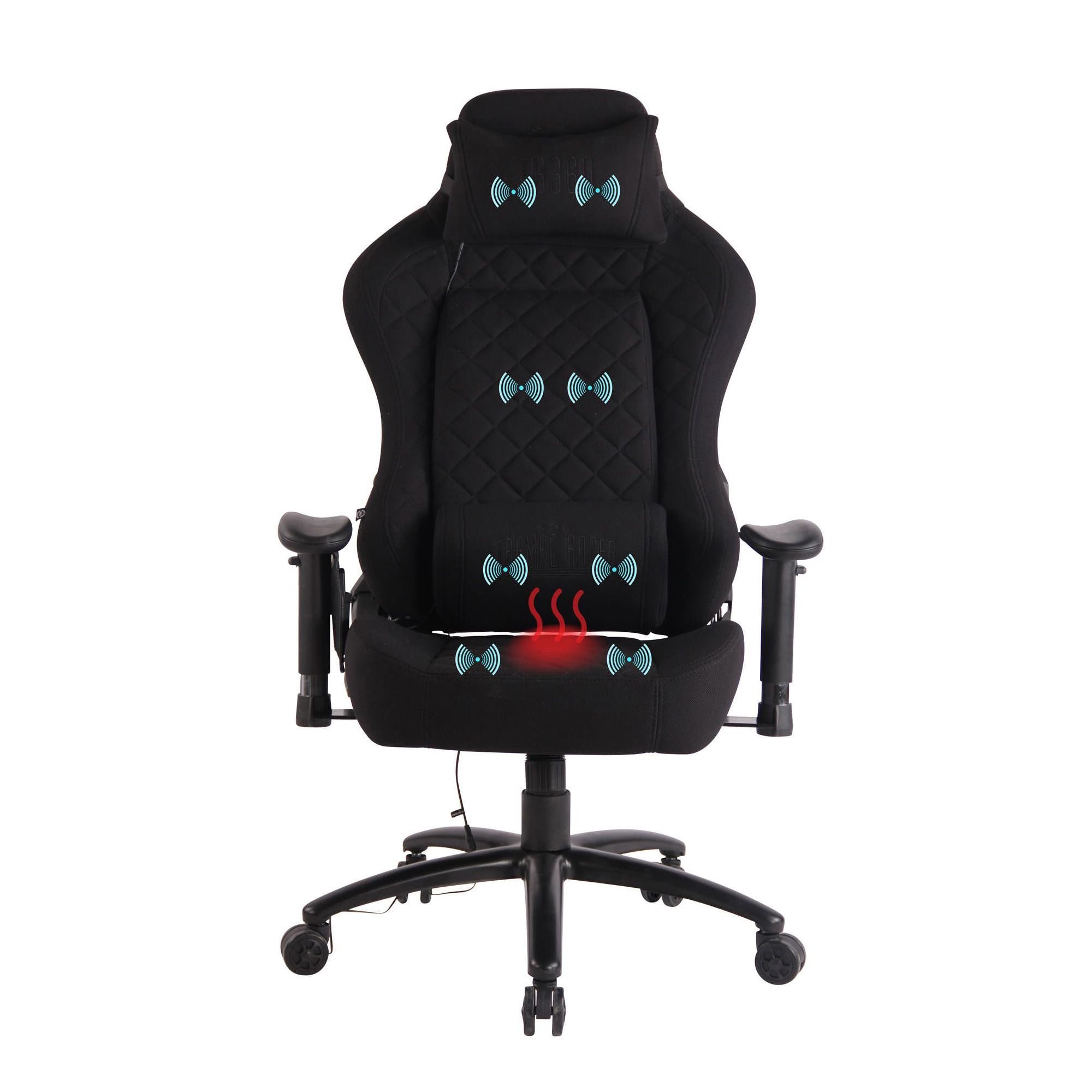Silla Gaming COPSE TELA, Función Calefacción y Masaje, en color Negro