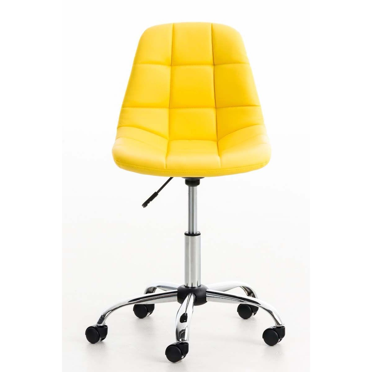 Silla de Oficina WALLY, Grueso Acolchado, Base Metálica, en Piel Amarilla