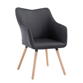 Silla de Confidente GREG PIEL, Patas Claras, Negro
