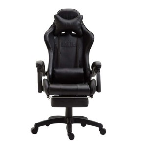Silla Gaming POKER, Con Reposapiés, Piel color Negro