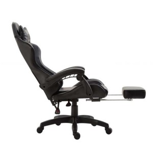 Silla Gaming POKER, Con Reposapiés, Piel color Negro