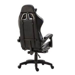 Silla Gaming POKER, Con Reposapiés, Piel color Negro