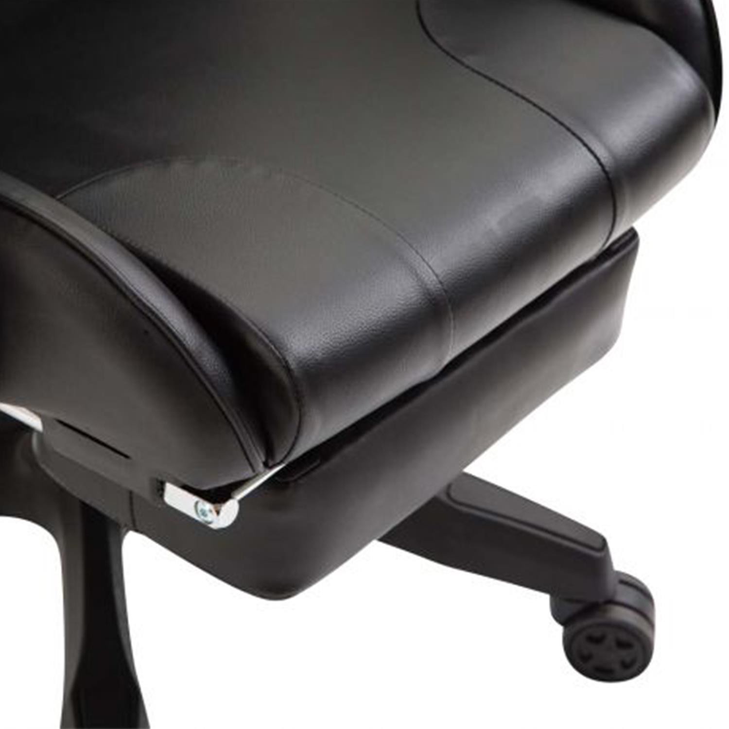 Silla Gaming POKER con Reposapiés, Cojines Lumbar y Cervical, En Piel Negra