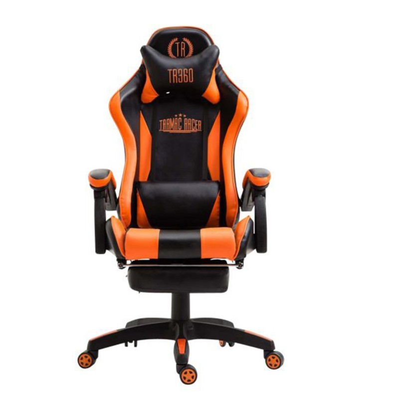 Silla Gaming POKER, Con Reposapiés, Piel color Negro