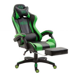 Silla Gaming POKER, Con Reposapiés, Piel color Negro