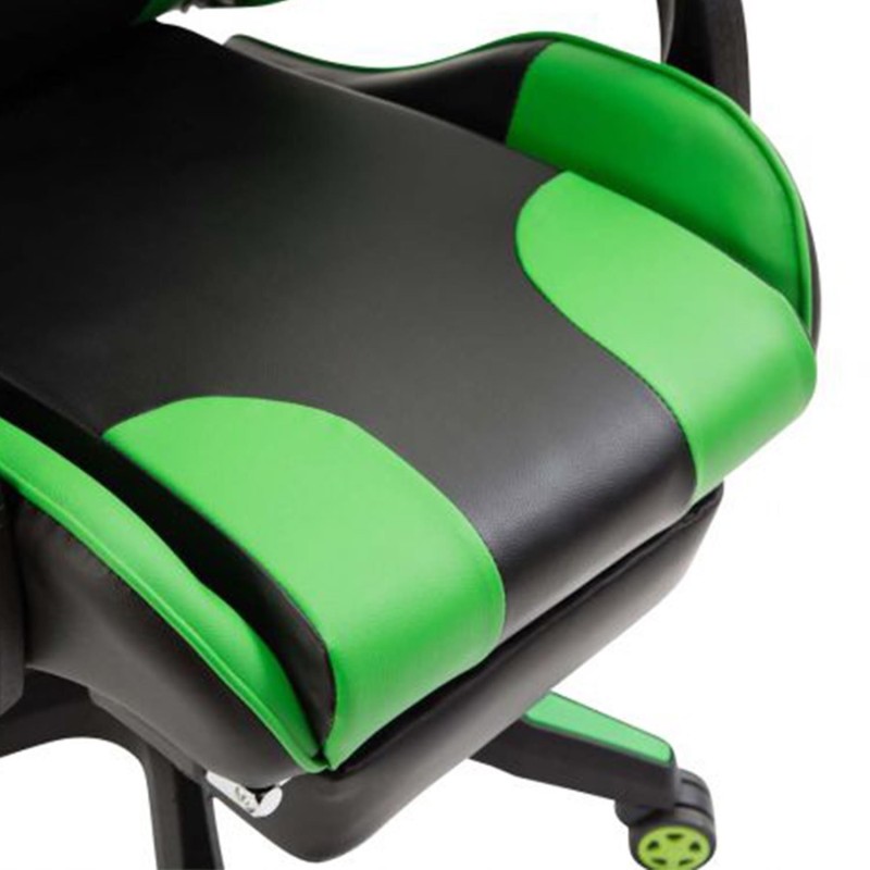Silla Gaming POKER, Con Reposapiés, Piel color Negro