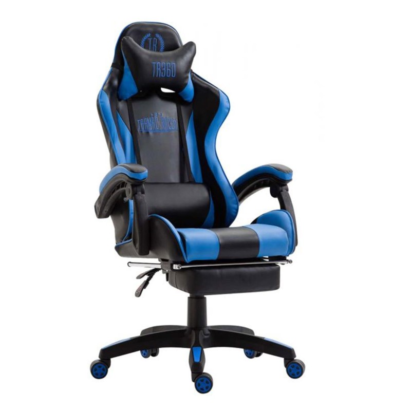Silla Gaming POKER, Con Reposapiés, Piel color Negro