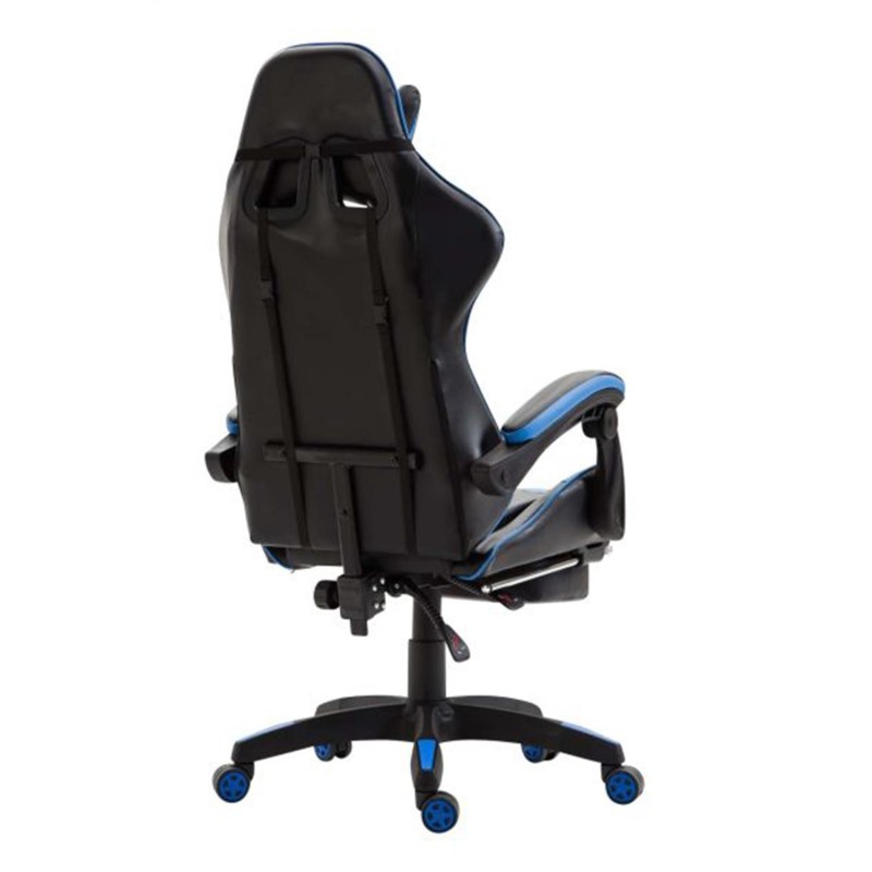 Silla Gaming POKER, Con Reposapiés, Piel color Negro