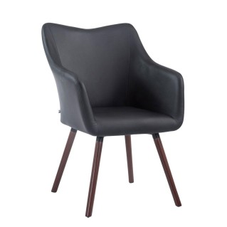 Silla de Confidente GREG PIEL, Patas Nogal, Negro