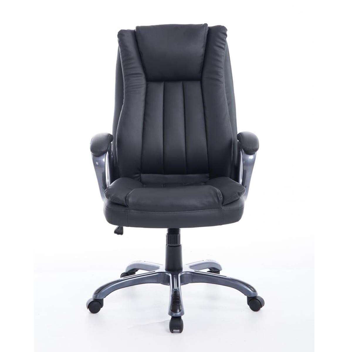 Sillón de Oficina VILTA, Grueso Acolchado, Resistente hasta 150 kg, en Piel Negra